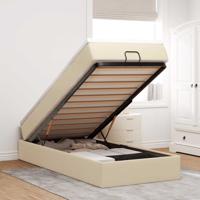 Ottoman bed met matras 80x200cm stof crèmekleurig