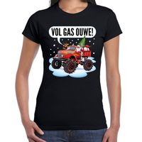 Fout kerst shirt Monstertruck Santa zwart voor dames