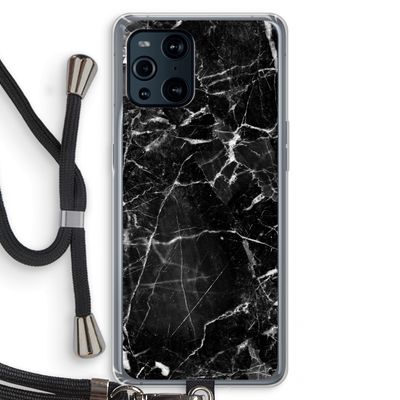 Zwart Marmer 2: Oppo Find X3 Transparant Hoesje met koord