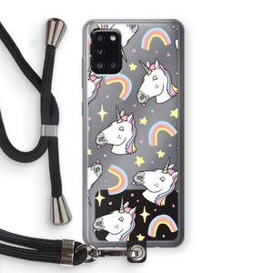 Rainbow Unicorn: Samsung Galaxy A31 Transparant Hoesje met koord