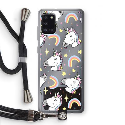 Rainbow Unicorn: Samsung Galaxy A31 Transparant Hoesje met koord
