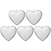 5x Transparant kunststof hart 8 cm decoratie/hobbymateriaal - thumbnail