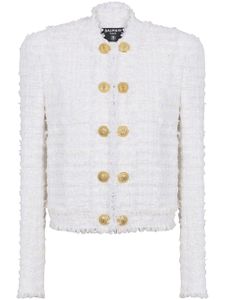 Balmain veste en tweed à boutonnière - Blanc