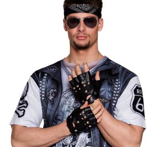 Punkers/Bikers verkleed handschoenen voor volwassenen - Carnaval artikelen - accessoires - zwart