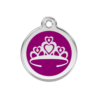Crown Purple roestvrijstalen hondenpenning medium/gemiddeld dia. 3 cm - RedDingo
