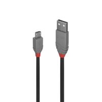 Lindy 36732 1m USB 2.0 Cable USB A Micro-USB B Mannelijk Mannelijk Zwart, Grijs USB-kabel - thumbnail