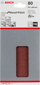 Bosch Accessoires 10x Vlak 93x186 C430, Expert for Wood+Paint 8, 80 - 2608605304