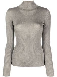 TWINSET pull en maille métallisée à design nervuré - Gris