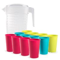 Water/limonade schenkkan 2 liter met 12x kunststof glazen voordeelset - Schenkkannen - thumbnail