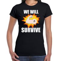 We will survive t-shirt coronacrisis zwart voor dames 2XL  -