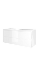 Proline polystone Elegant badmeubelset met wastafelonderkast met 2 lades en polystone wastafel zonder kraangat 120 x 54,5 x 46 cm, glanzend wit / mat