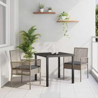 Tuinstoel met kussen 2 pcs Grijs 55 x 53 x 85 cm poly rattan
