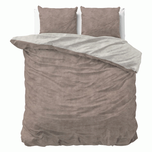 Sleeptime Flanel Twin Washed Cotton Dekbedovertrek Taupe-200x200/220