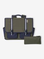 Schooltas + etui "cool school" voor jongens kaki
