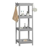 Badkamerrek - grijs - kunststof - 4-laags - 36 x 23 x 100 cm - opbergkast