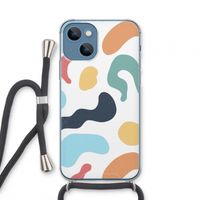 Memphis Shapes Blue: iPhone 13 mini Transparant Hoesje met koord