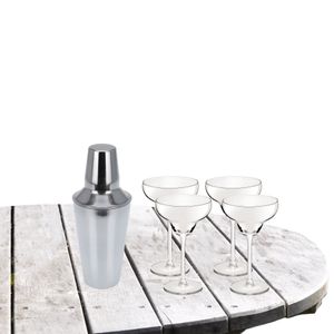 Cocktailshaker met 4x Cocktailglazen Margarita transparant 300 ml