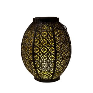 1x stuks tuindecoratie solar lantaarns lampen zwart/goud metaal 23 cm   -