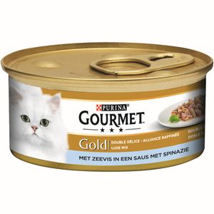 Gold luxe mix met zeevis in een saus met spinazie 85g kattenvoer - Gourmet