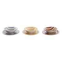 Serviesset Home ESPRIT Geel Blauw Rood Keramiek Strepen Mediterrane 27,5 x 27,5 x 2,8 cm 18 Onderdelen