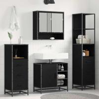 Badkamermeubelset met lade 4 pcs Zwart eiken 65 x 33 x 60 cm