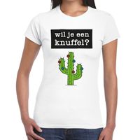 Wil je een knuffel tekst t-shirt wit dames