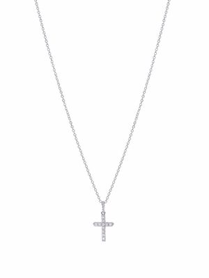 David Yurman collier Cable Collectibles Cross en or blanc 18ct serti de diamants - Argent