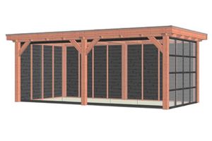 Tijdelijk 15% korting | Buitenverblijf Siena 640x350 cm - Combinatie 1- Plat dak- Onbehandeld lariks Douglas hout- Trendhout