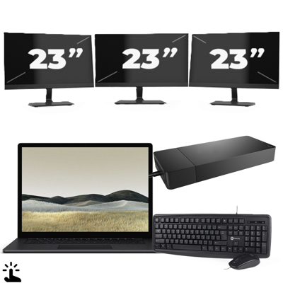 Microsoft Surface Laptop 3 - Intel Core i5-10e Generatie - 15 inch - Touch - 8GB RAM - 256GB SSD - Windows 11 Home + 3x 23 inch Monitor