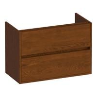 Brauer Adore - Onderkast Ondiep - 80 cm - met 2 Softclose Lades Greeploos en 1 Sifon Uitsparing - Lamellen Eiken Bruin
