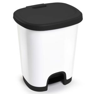 PlasticForte Pedaalemmer - kunststof - zwart-wit - 18 liter   -