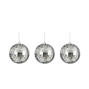 Disco kerstballen - 3x stuks - zilver - 8 cm - foam - spiegelbol/discobol