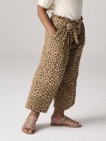 Wijde korte broek 'paperbag' voor meisjes, van katoengaas beige