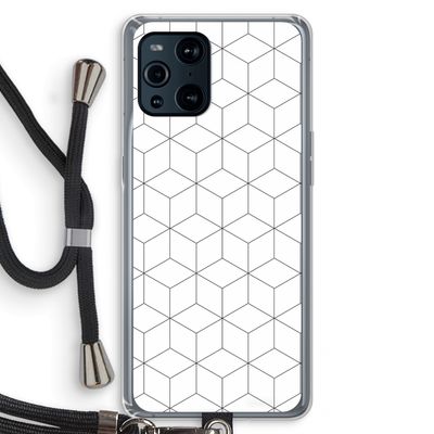 Zwart-witte kubussen: Oppo Find X3 Pro Transparant Hoesje met koord