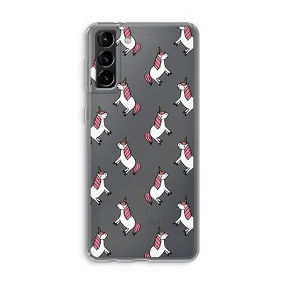 Eenhoorns overal: Samsung Galaxy S21 Plus Transparant Hoesje