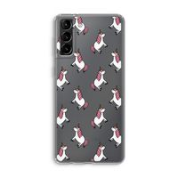 Eenhoorns overal: Samsung Galaxy S21 Plus Transparant Hoesje