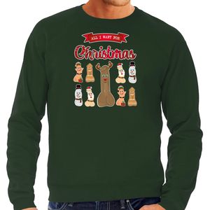 Foute Kersttrui/sweater voor heren - All I want for Christmas - groen - piemel/penis