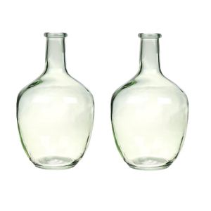 2x Fles vazen Milano 18 x 30 cm transparant lichtrgroen glas