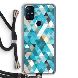 Gekleurde driehoekjes blauw: OnePlus Nord N10 5G Transparant Hoesje met koord