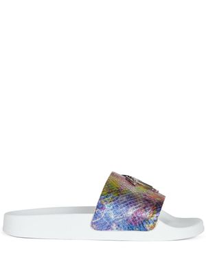 Giuseppe Zanotti claquettes Brett à effet peau de python - Bleu