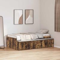 Opbergbedframe Gerookt eiken 75 x 190 cm Bewerkt hout