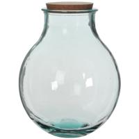 Mica Decorations Vaas Terrarium - rond - met kurk - glas - 29 x 38 cm - transparant - kurk dop