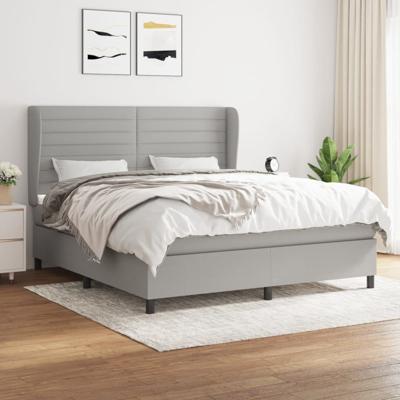 Boxspring met matras stof lichtgrijs 180x200 cm