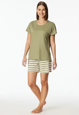 Schiesser dames shortama 100% katoen - Casual Essentials - Zomer pyjama korte broek en korte mouwen