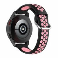 Siliconen sportbandje met gesp - Zwart + roze - Samsung Galaxy Watch - 42mm