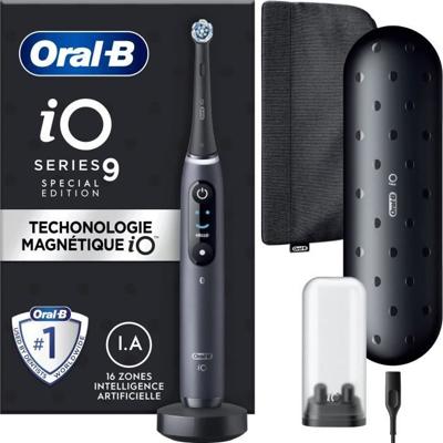 Orale -b io 9 - zwarte elektrische tandenborstel - Bluetooth -verbonden, 1 borstel, 1 lader reiskoffer, 1 magnetische zakje