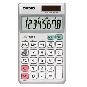 Casio SL-305ECO calculator Pocket Basisrekenmachine Zilver, Wit