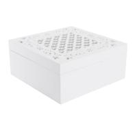 Theedoos barok - 9-vaks - wit- hout - 18 x 18 x 8 cm - theezakjes