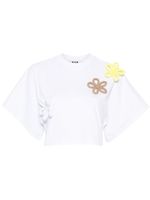 MSGM t-shirt crop à fleurs appliquées - Blanc