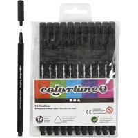 Colortime fineliners, lijndikte 0,6-0,7 mm, zwart, 12 stuk/ 1 doos